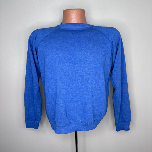 1970s Blue Sweatshirt with Underarm Gussets, Size Small/Medium, Crewneck Pullover