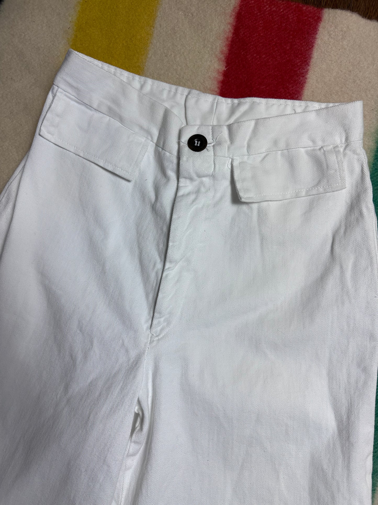 1970s White Extra Wide Bell Bottom Jeans, h.i.s for Her, 27"x30.25"