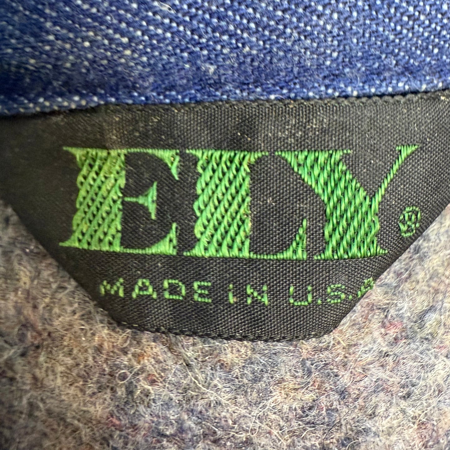 1970s Denim Chore Coat, Blanket Lined Jacket, Ely Size 44, Corduroy Collar