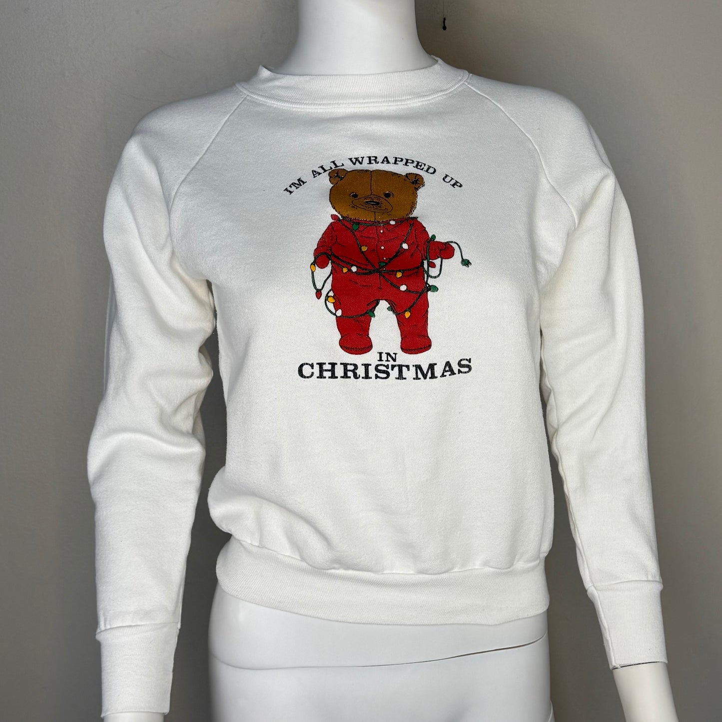 1990s Kids Christmas Teddy Bear Sweatshirt, I’m All Wrapped Up in Christmas, Schooner Bay Youth Large