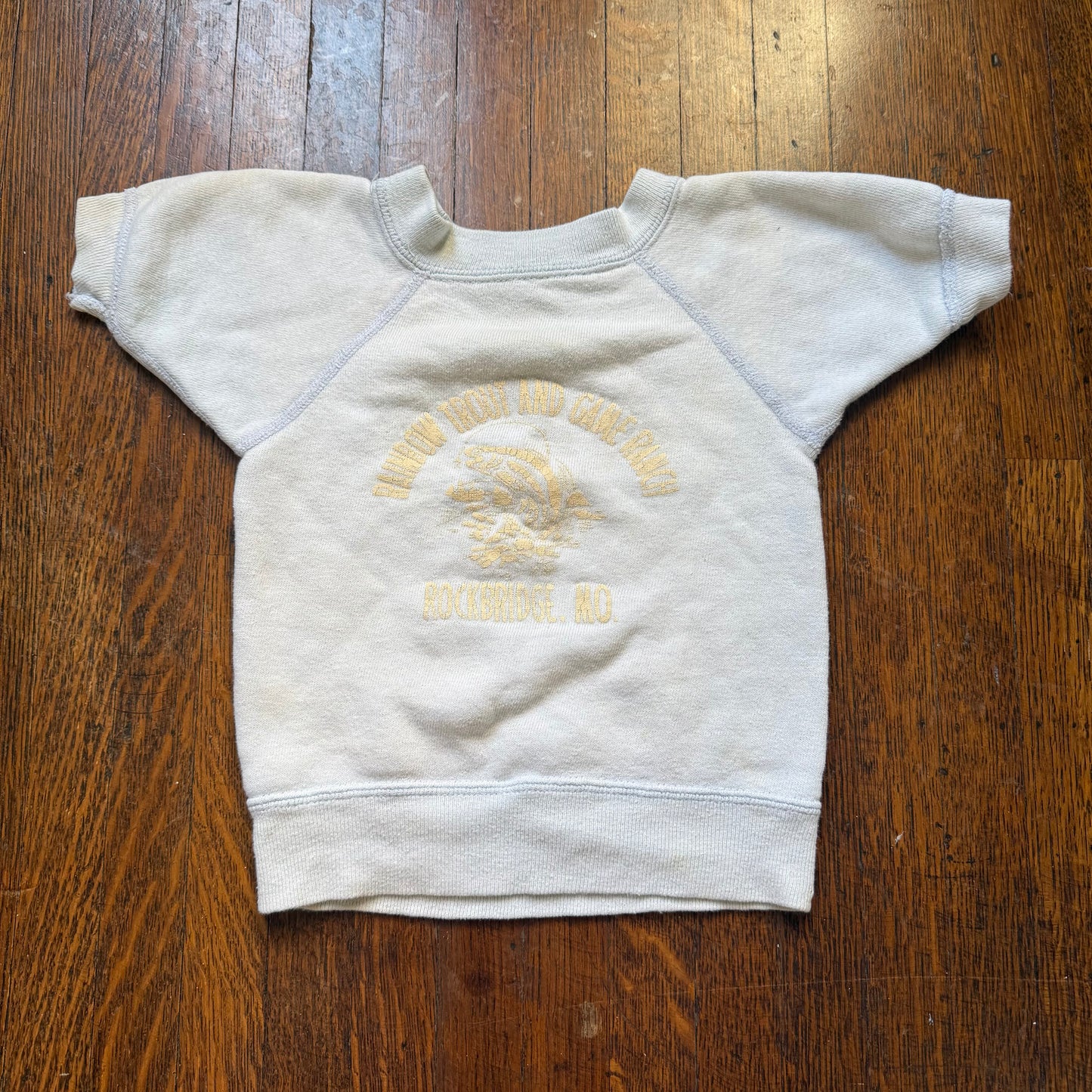 1960s Kids’ Rainbow Trout and Game Ranch Rockbridge MO Short Sleeve Sweatshirt, Allen A Size 12-18m