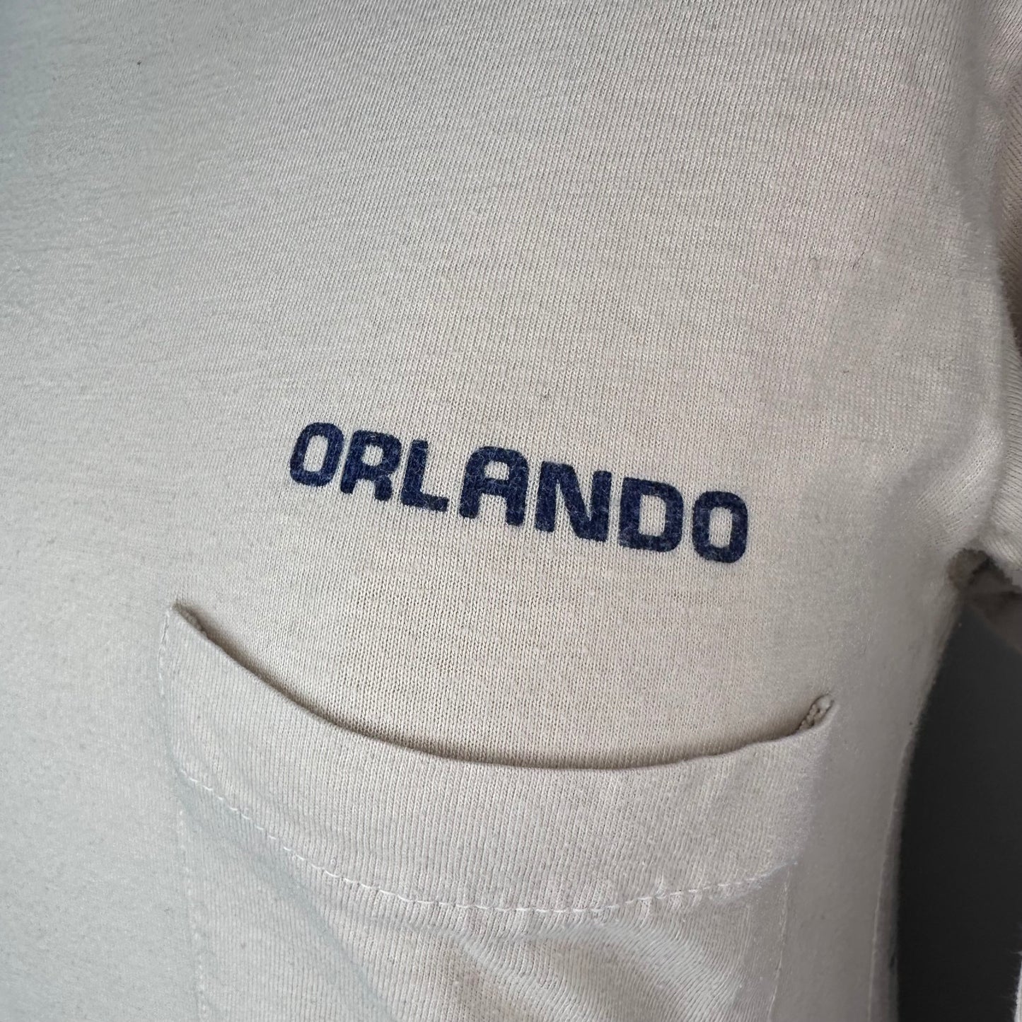 1980s Orlando Florida Long Sleeve Pocket T-Shirt, Textile Prints Size Small, Palm Tree Beach Sunset