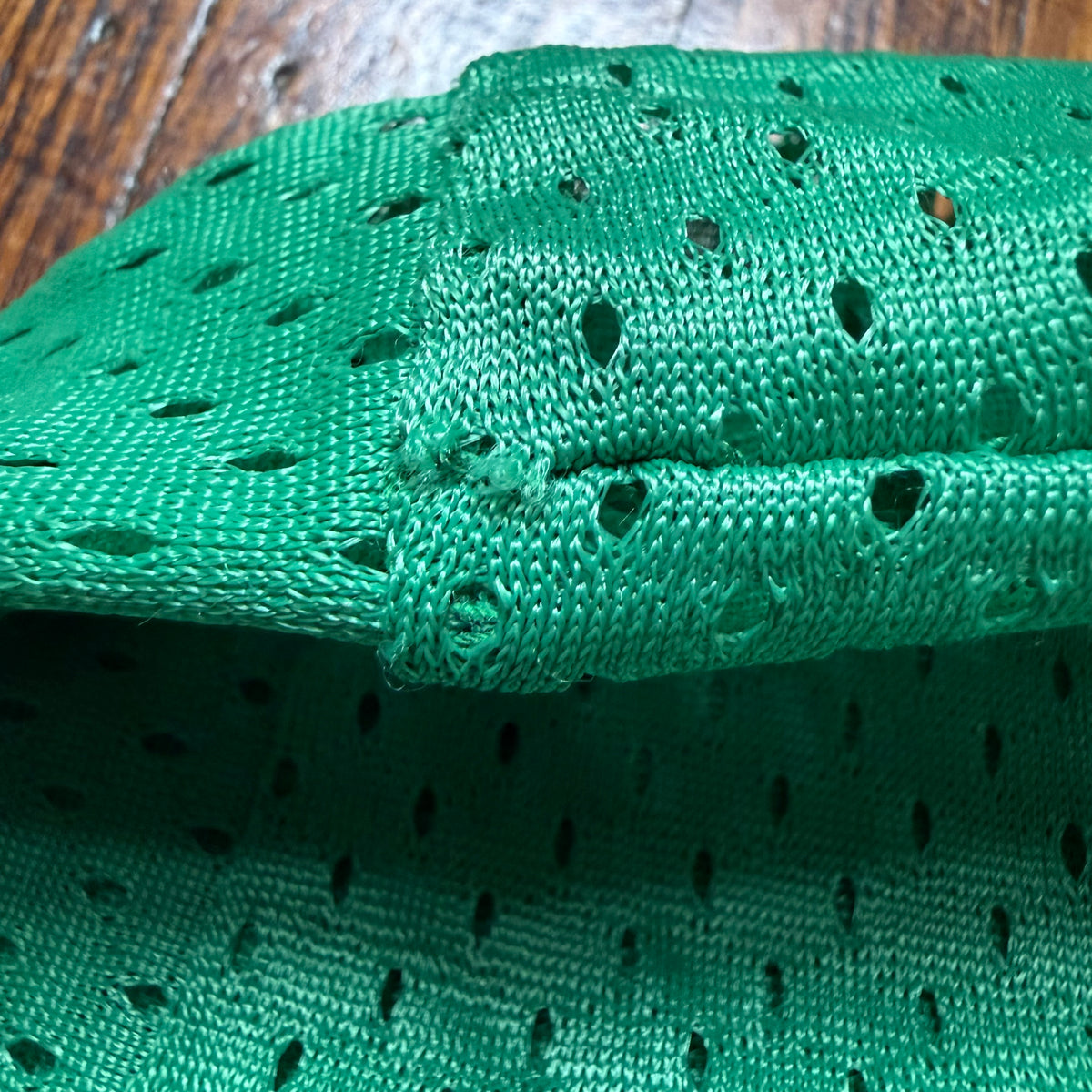 1970s Green Mesh Jersey T-Shirt, Southern Athletic Youth Large/Adult Small, No 15