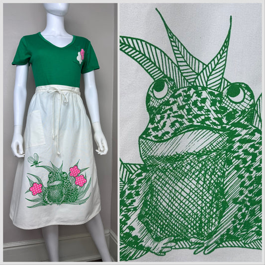 1970s Frog Wrap Skirt and T-Shirt, Haphazard Size Small