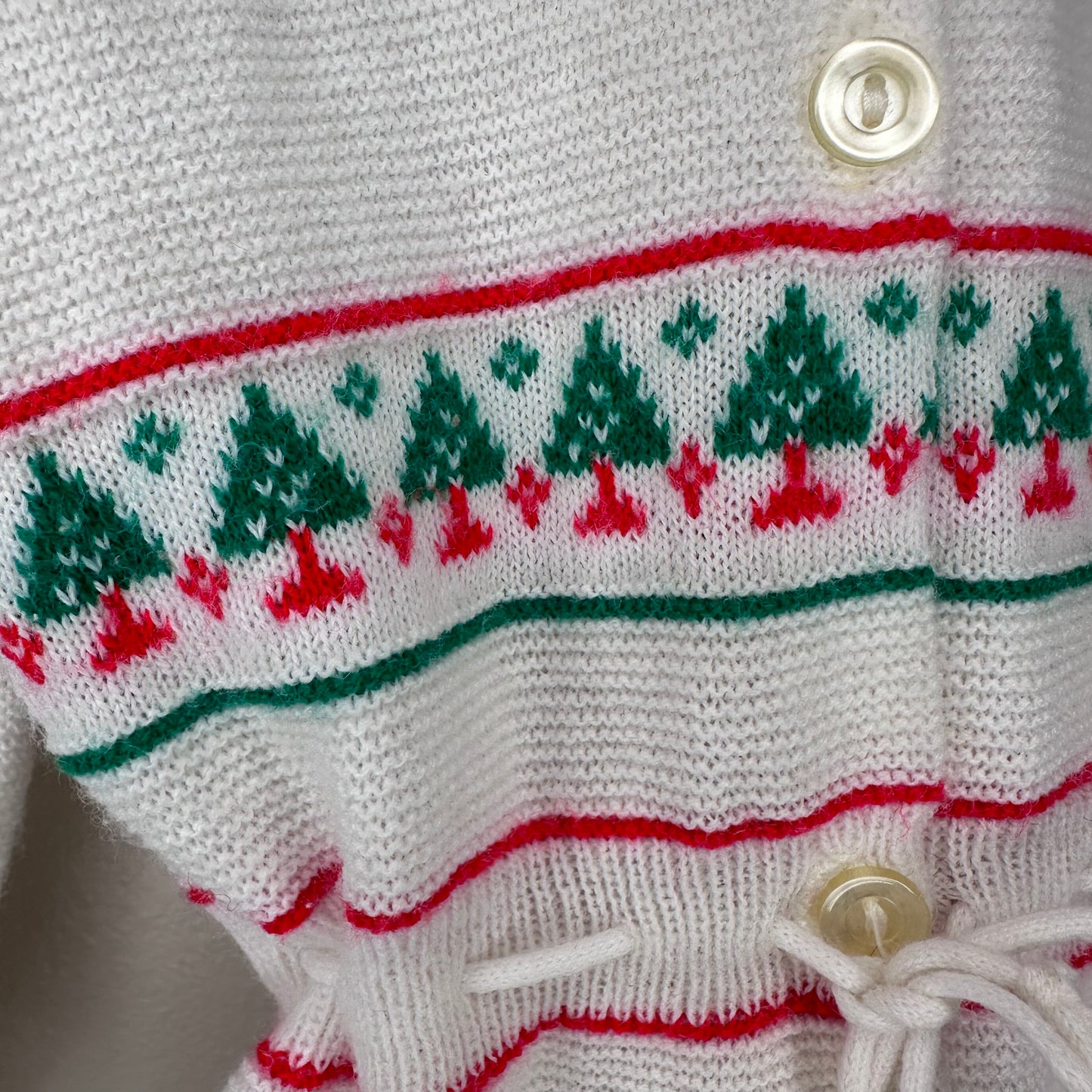 1970s/80s Baby Christmas Tree Hooded Sweater Romper, Atkins Size 3-6m, Footie Onesie