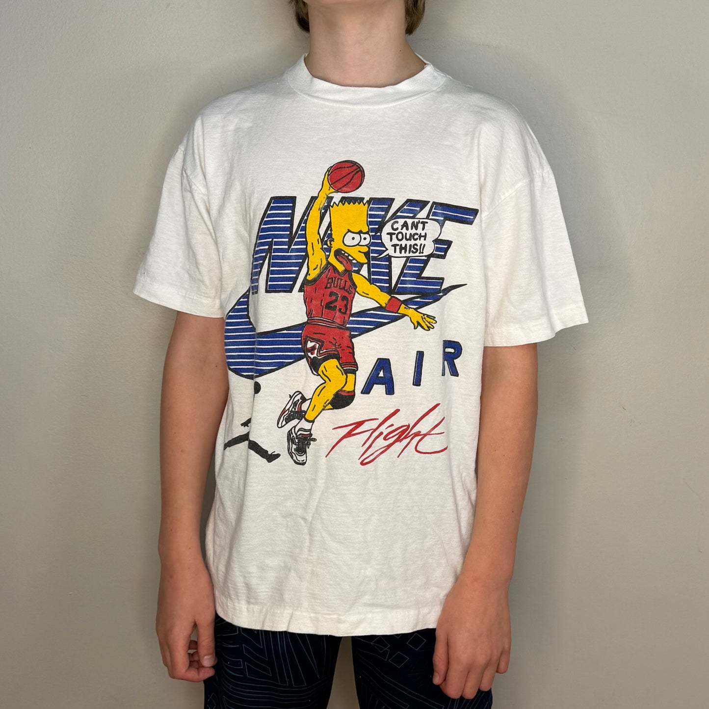 1990s Bootleg Bart Simpson T-Shirt, Chicago Bulls Michael Jordan 23, Nike Air Flight, You Can’t Touch This, Simpsons Parody, NewStar California
