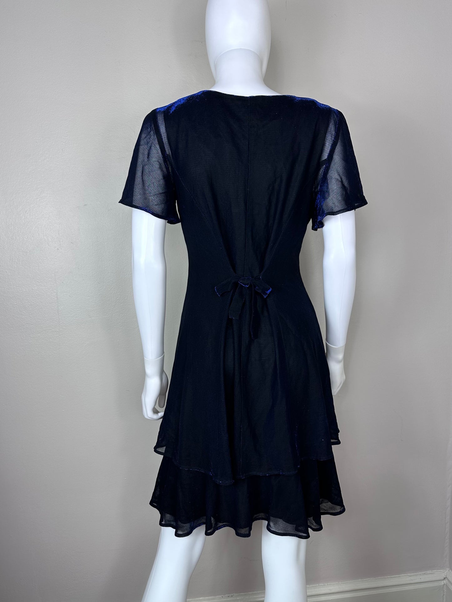 1990s Sheer Metallic Blue Dress, Molly Malloy Evening Wear Size Medium Proveaux Vintage 1990s Sheer Metallic Blue Dress, Molly Malloy Evening Wear Size Medium Proveaux Vintage