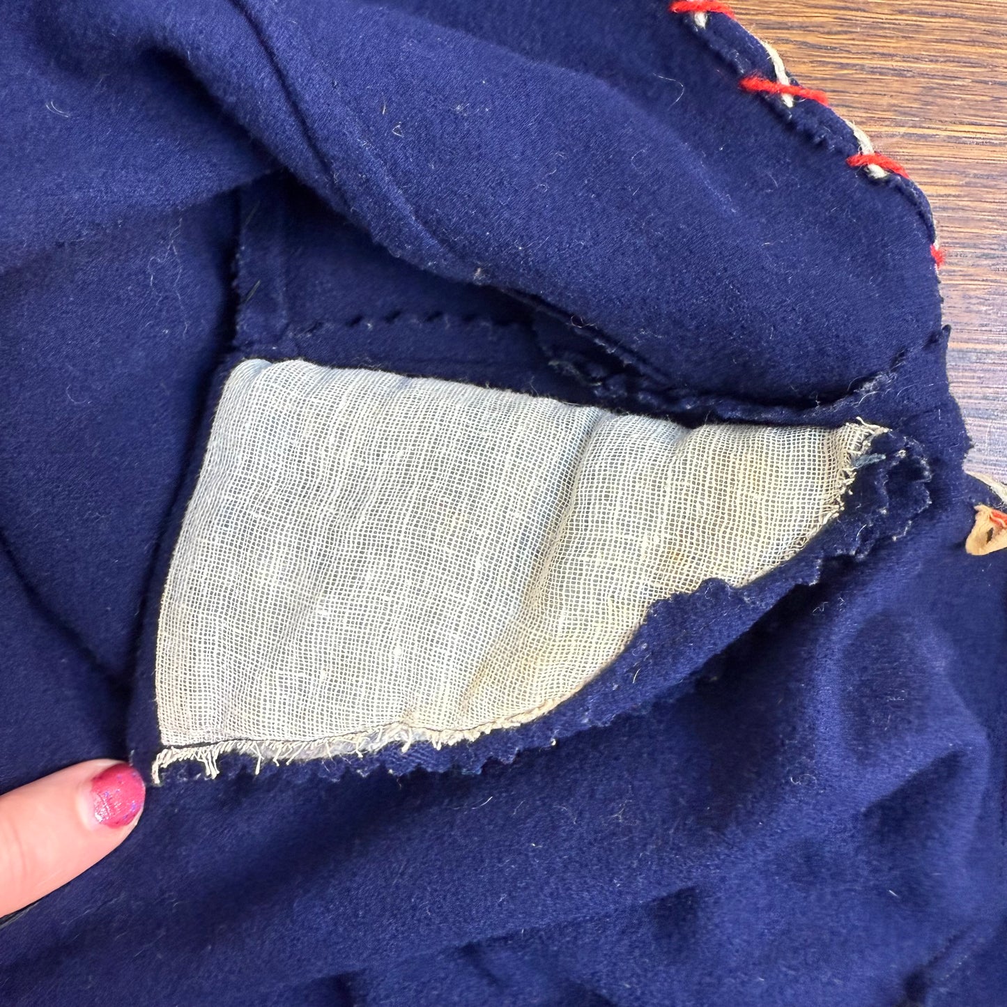 1940s Navy Blue Embroidered Mexican Tourist Jacket, Size Small