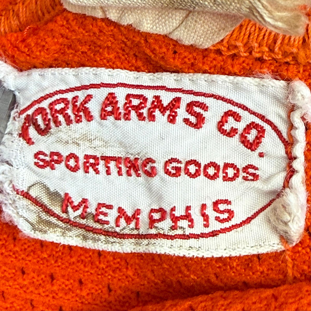 1960s/70s Orange Mesh Jersey T-Shirt, State Line Meat Co, York Arms Co Sporting Goods Memphis Size Small, No. 8