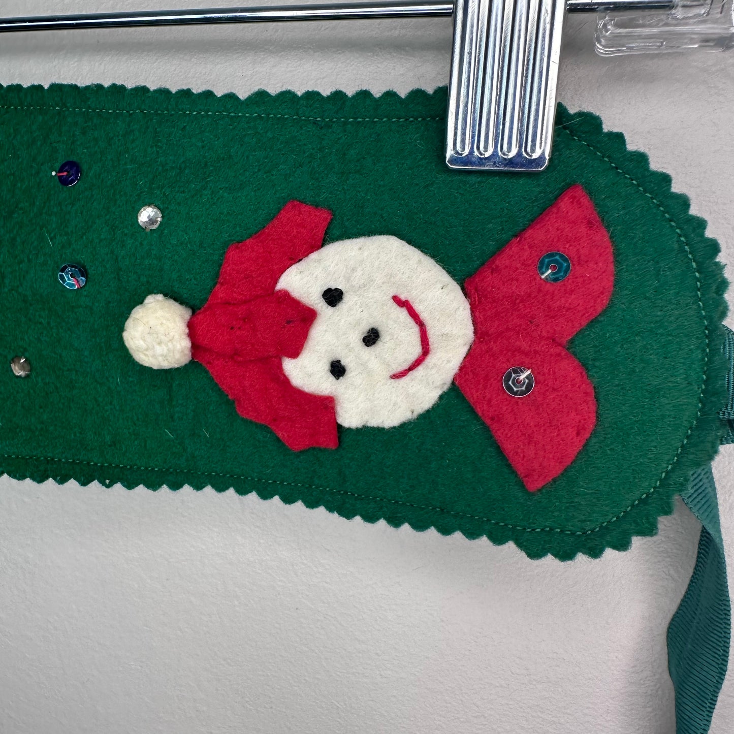 1950s Girls’ Kitschy Felt Christmas Suspenders Skirt with Matching Ear Muff, Handmade Size 4T