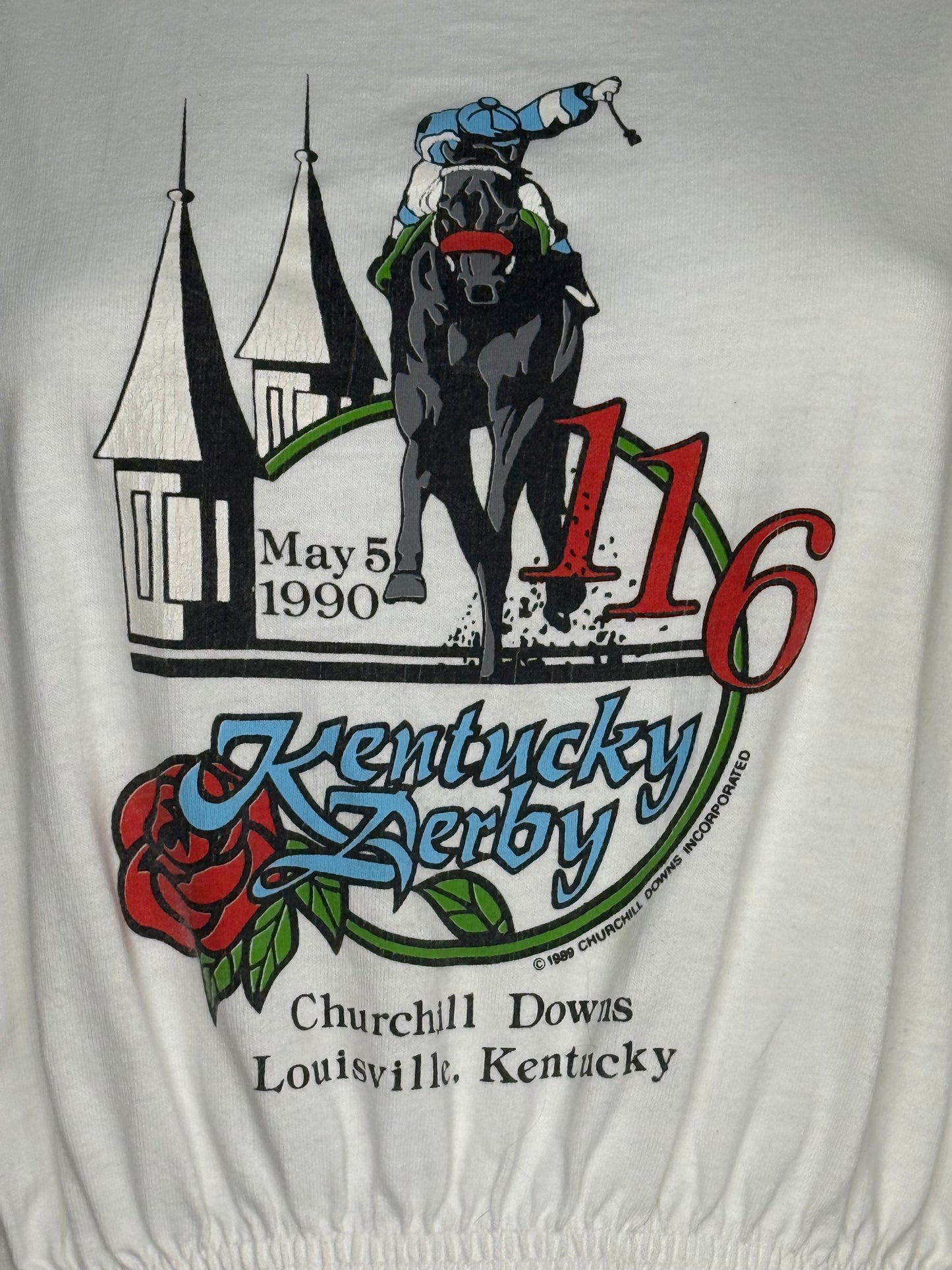 1990 Kentucky Derby T-Shirt Dress, 116 May 5, Churchill Downs Louisville Horse Race Souvenir, Size Large-XL