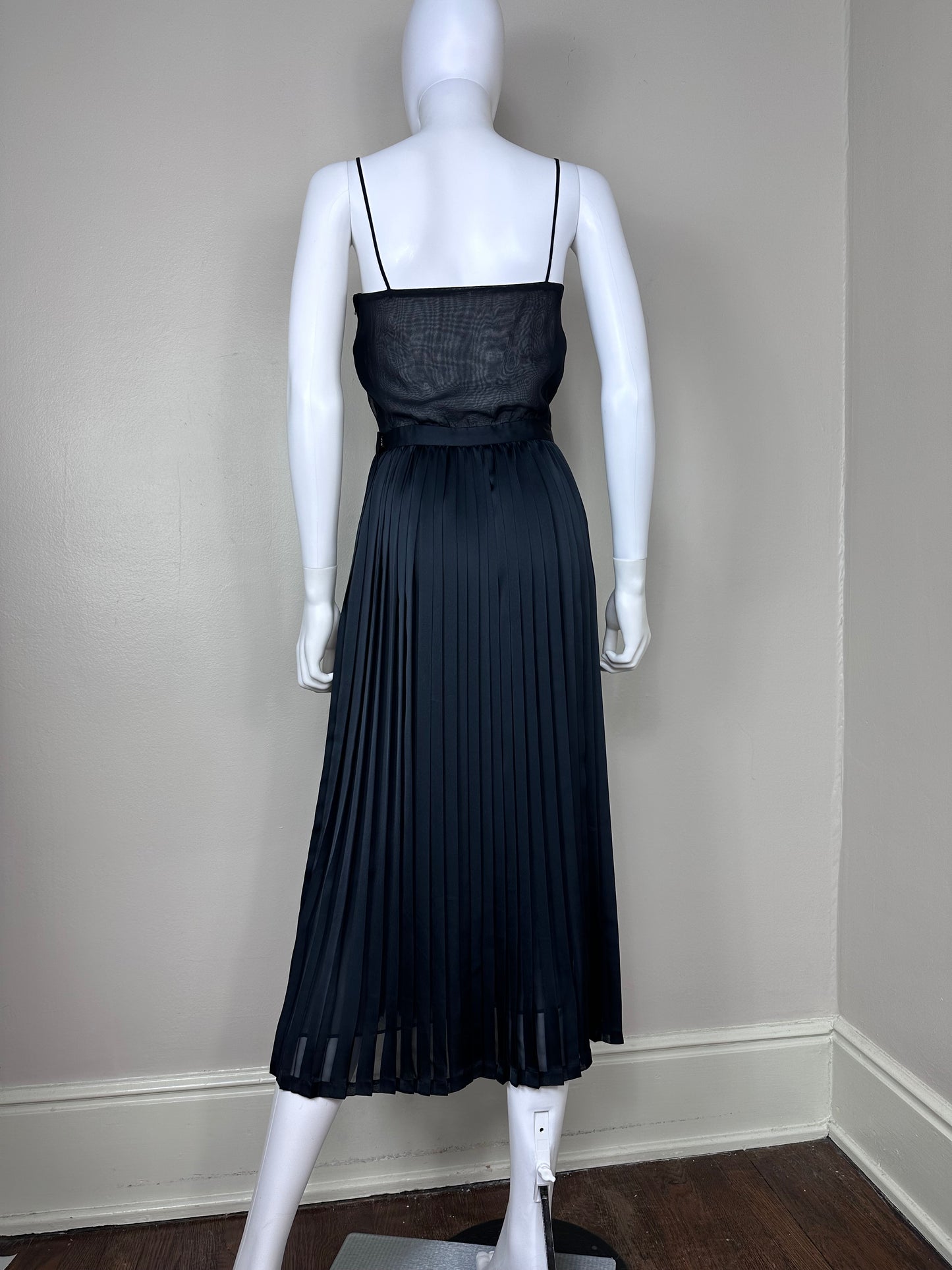 1980s Sheer Black Dress, Halston III Size XXS