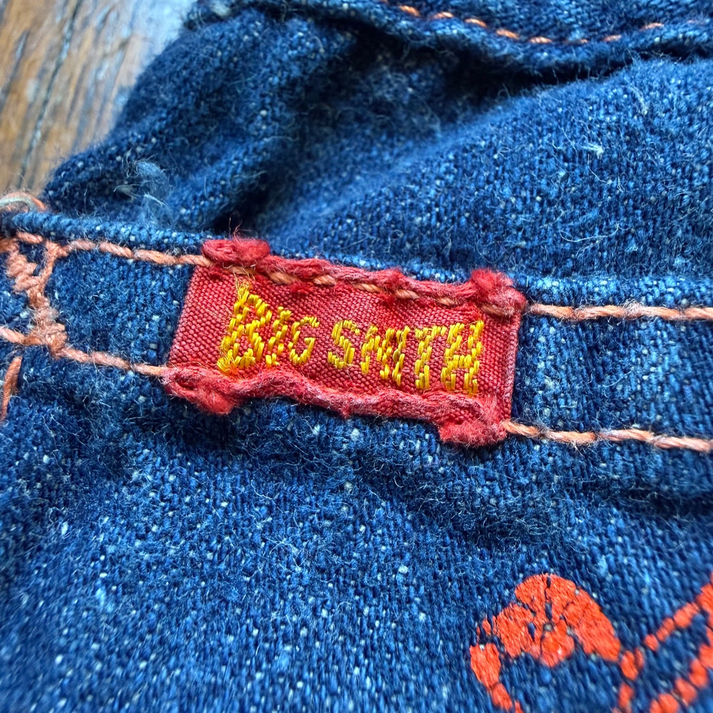 1950s Kids' Big Smith Suspender Blue Jeans, Cowboy Print Pockets, Size 2T