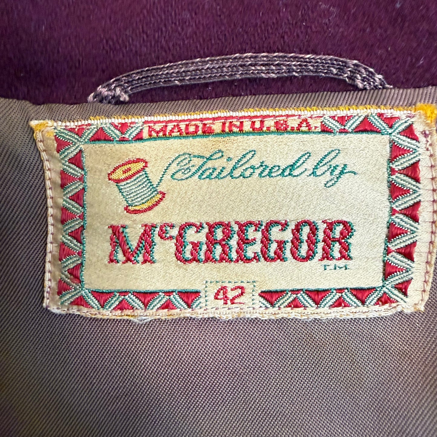 1940s/50s McGregor Windsor Jacket, Size 42, Burgundy, Zip up