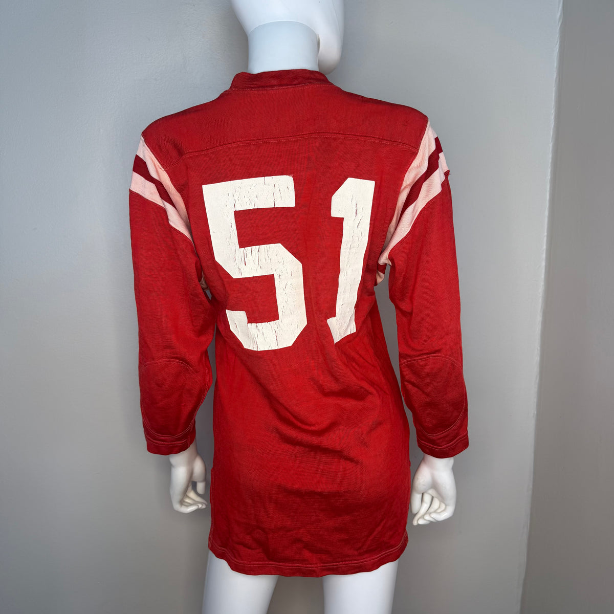 1960s Red Durene Jersey, Size Medium, No 51, Distressed