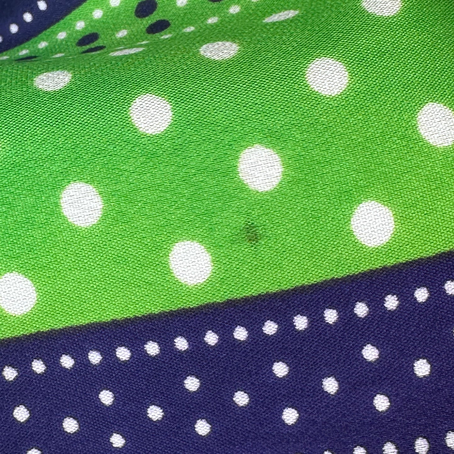 1960s/70s Green and Blue Striped Skirt with White Polka Dots, Nelly de Grab Size XS-Medium