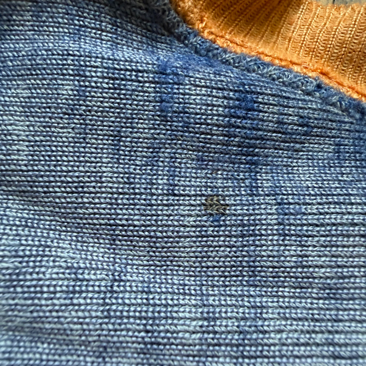 1950s Orange and Blue Durene Jersey, Appliqué No 55, Faded and Distressed, Size Medium