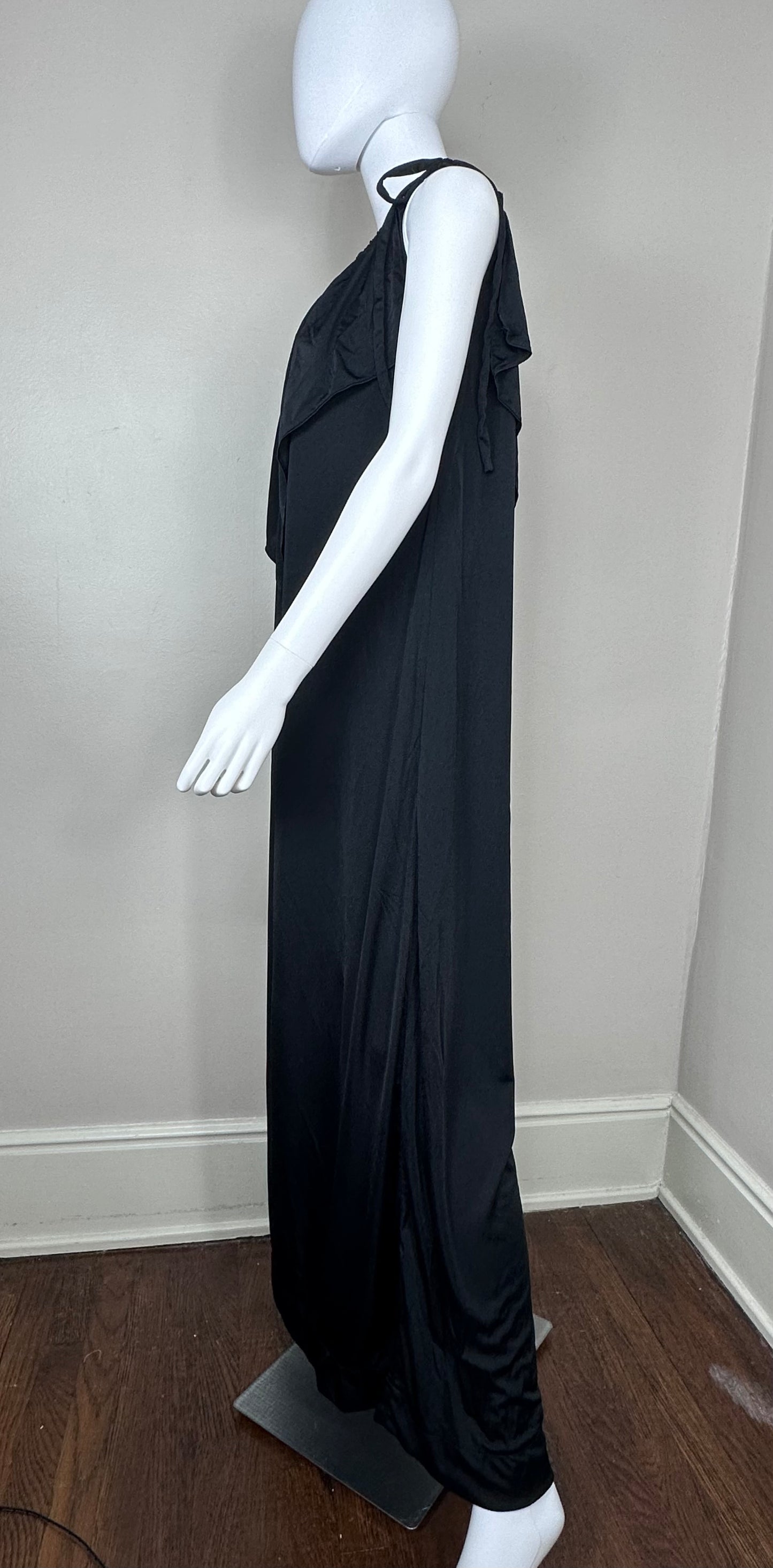 1970s Grecian Inspired Black Maxi Dress, Size 3X