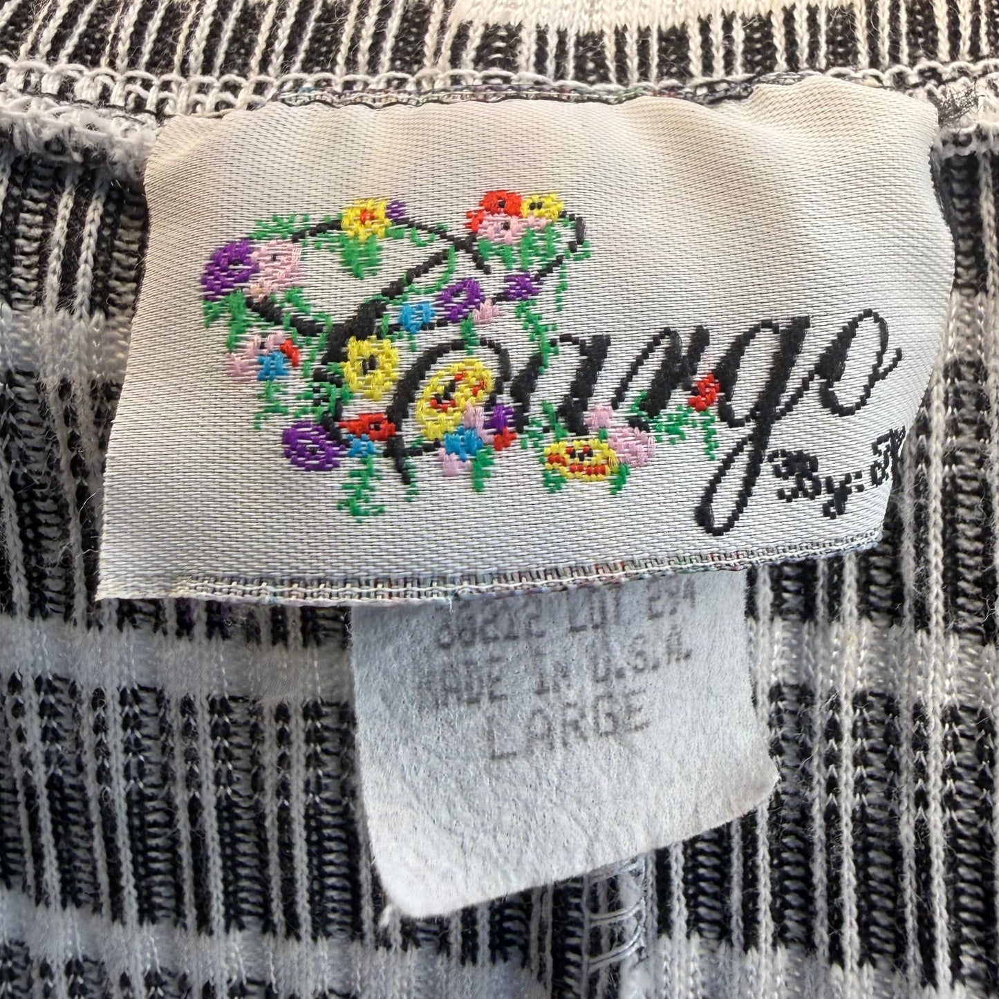 1990s Black and White Stripe Knit Romper, Cargo Size Small, Sleeveless