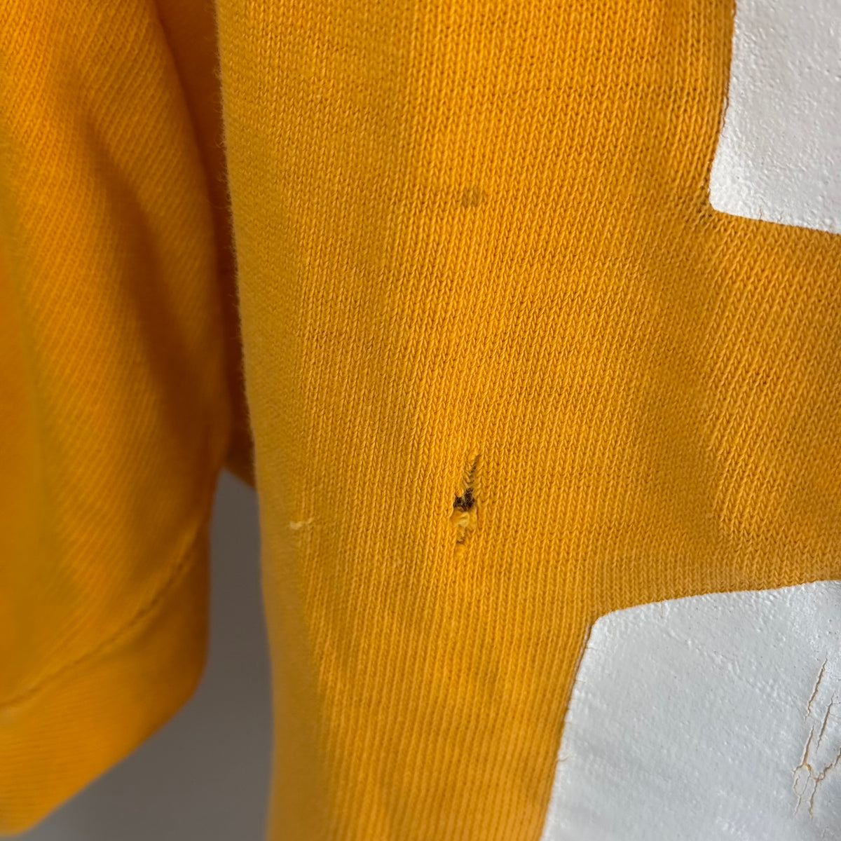 1960s Orange Cotton Jersey, Russell Athletic Size Large, No 22, Distressed