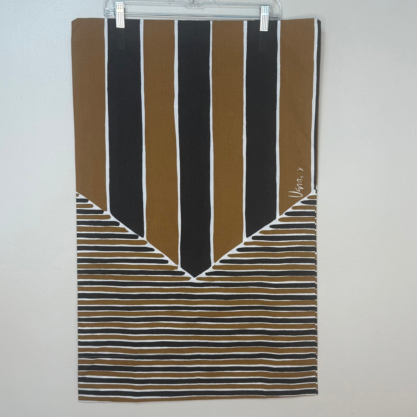 1970s Vera Neumann Spectator Stripe Pillow Case Set of 2, Brown and Black, Vera Collection by Burlington