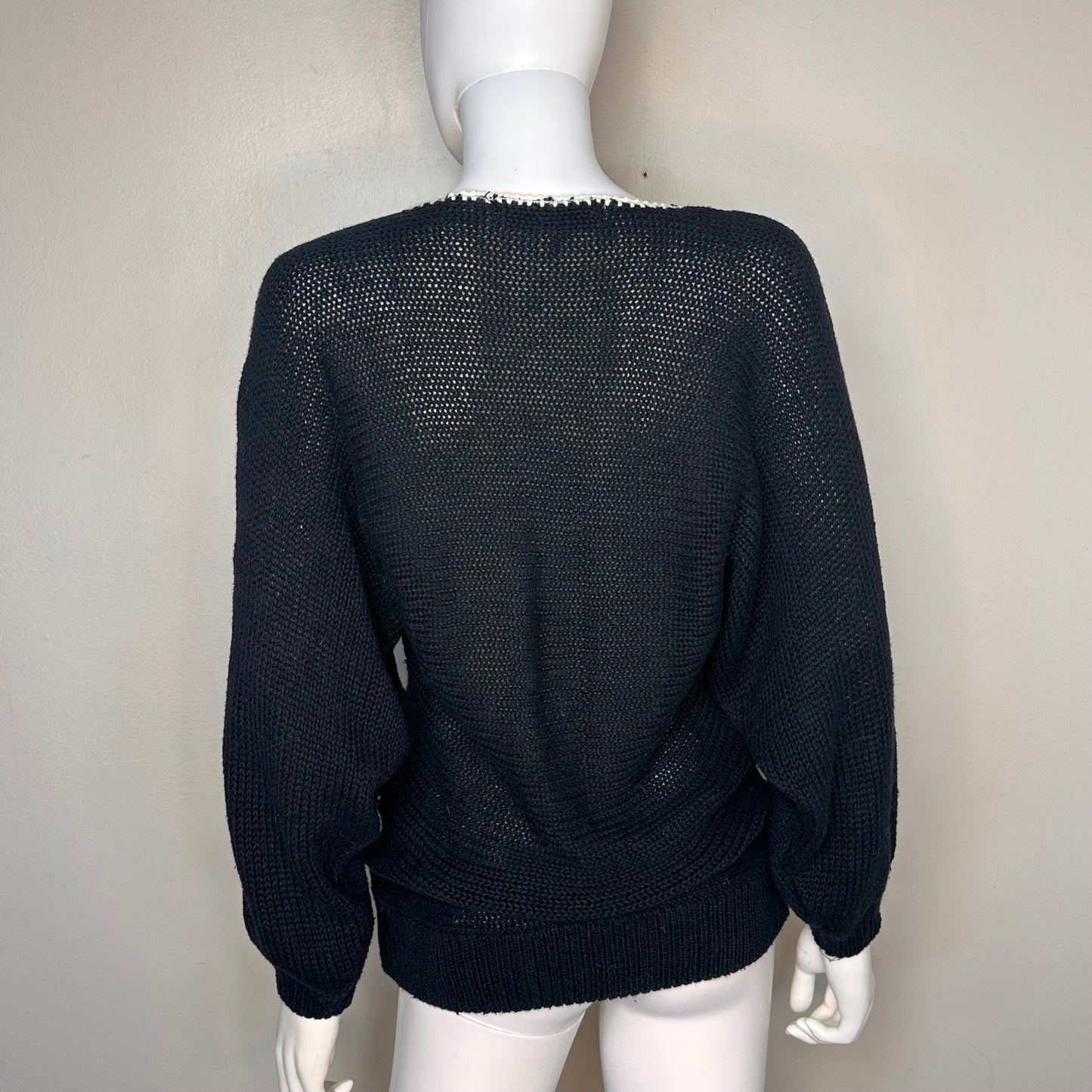 1980s/90s Black and Gold Metallic Abstract Sweater, Bramble Lane Size S/M