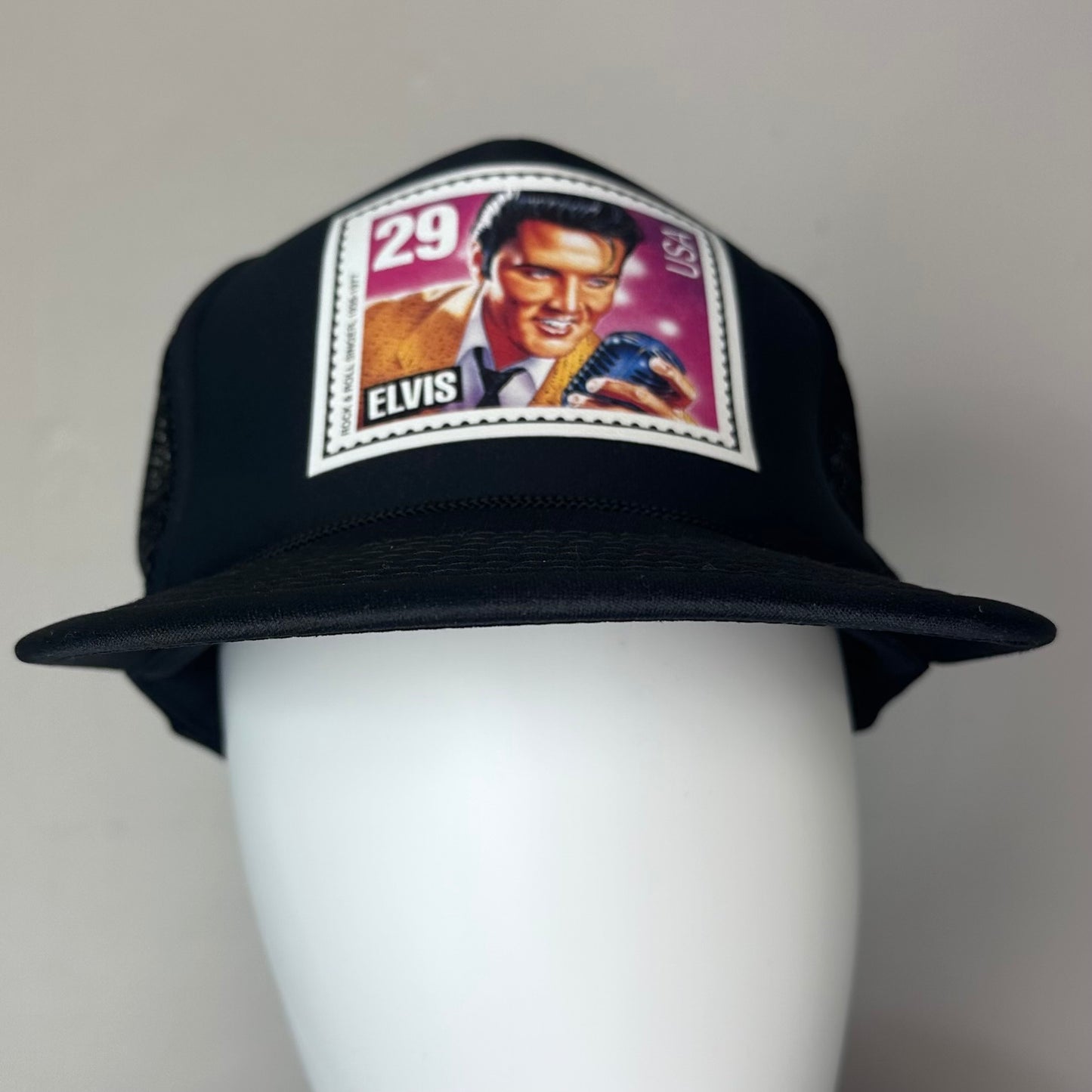 1990s Elvis Presley Snap Back Mesh Hat, Cap, Gold Medal, USPS Stamp 1992