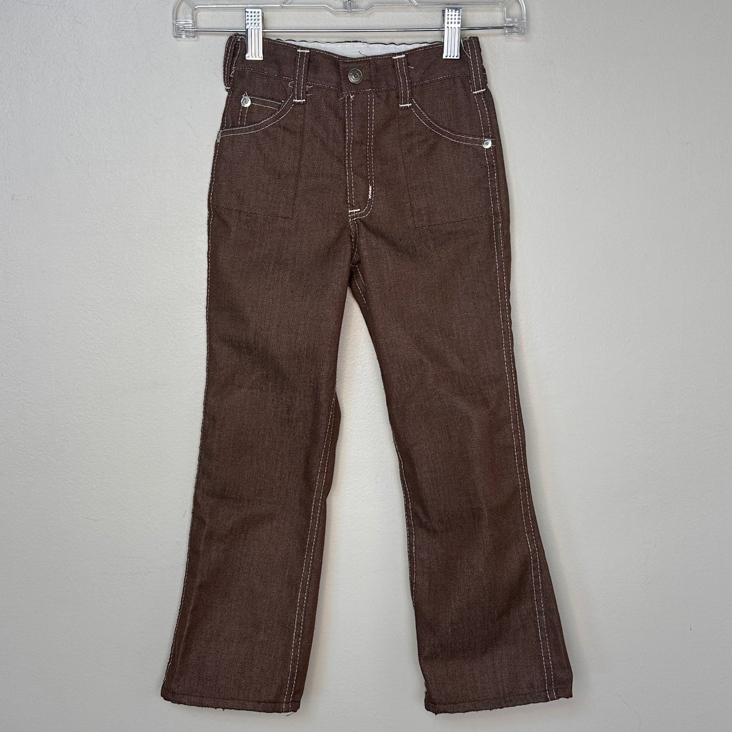 1970s Kids Brown Denim Jeans, Sears Toughskins Size 7