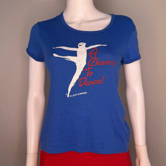 1980s Special Olympics Danceathon ‘81 Baby Doll T-Shirt, A Chance to Dance by Jacki Sorensen, Tab Cola, Hanes Designer Tee, French Cut, Femme