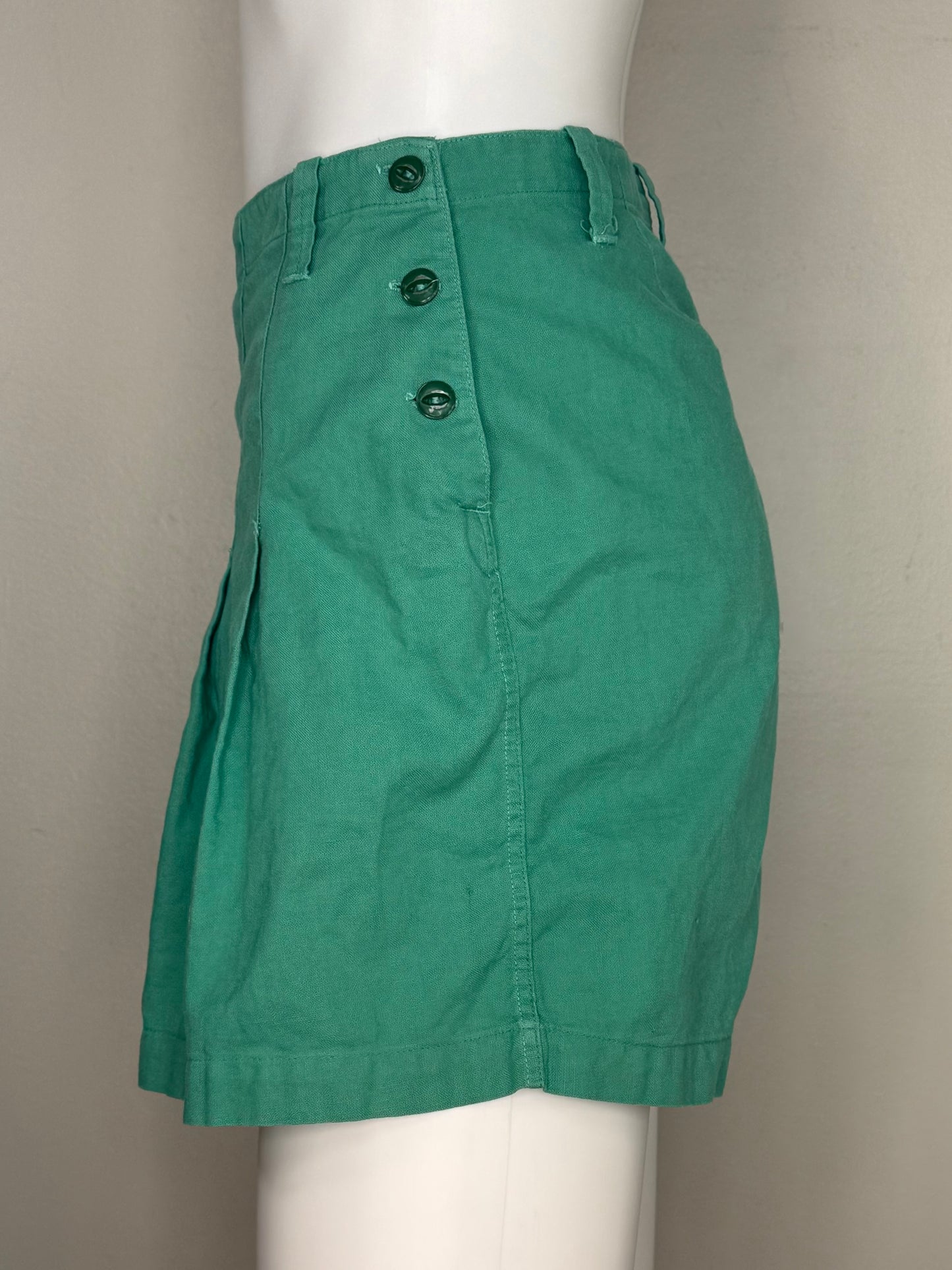 1940s Green School Gym Uniform, Pullover Top and Side Button Shorts, E R Moore Company Athletic Apparel Size X-Small, Gymcloth Gym Suit Set
