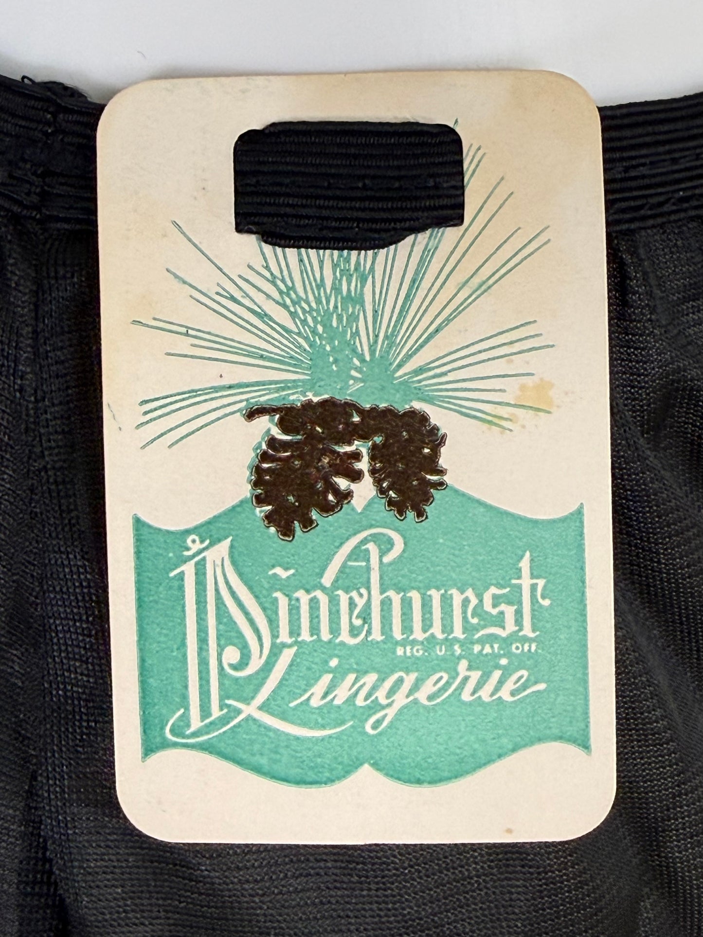 1950s Black Nylon High Waisted Panties, Pinehurst Lingerie Size 7, New Deadstock with Tag