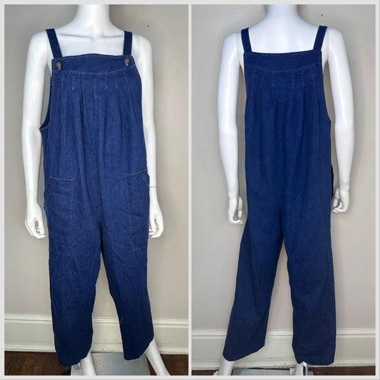 1970s/80s Denim Overalls, Blue Jean Dungarees Size Large