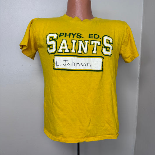 1980s Phys Ed Saints T-Shirt, Champion Size Medium, Briarcrest School PE Uniform