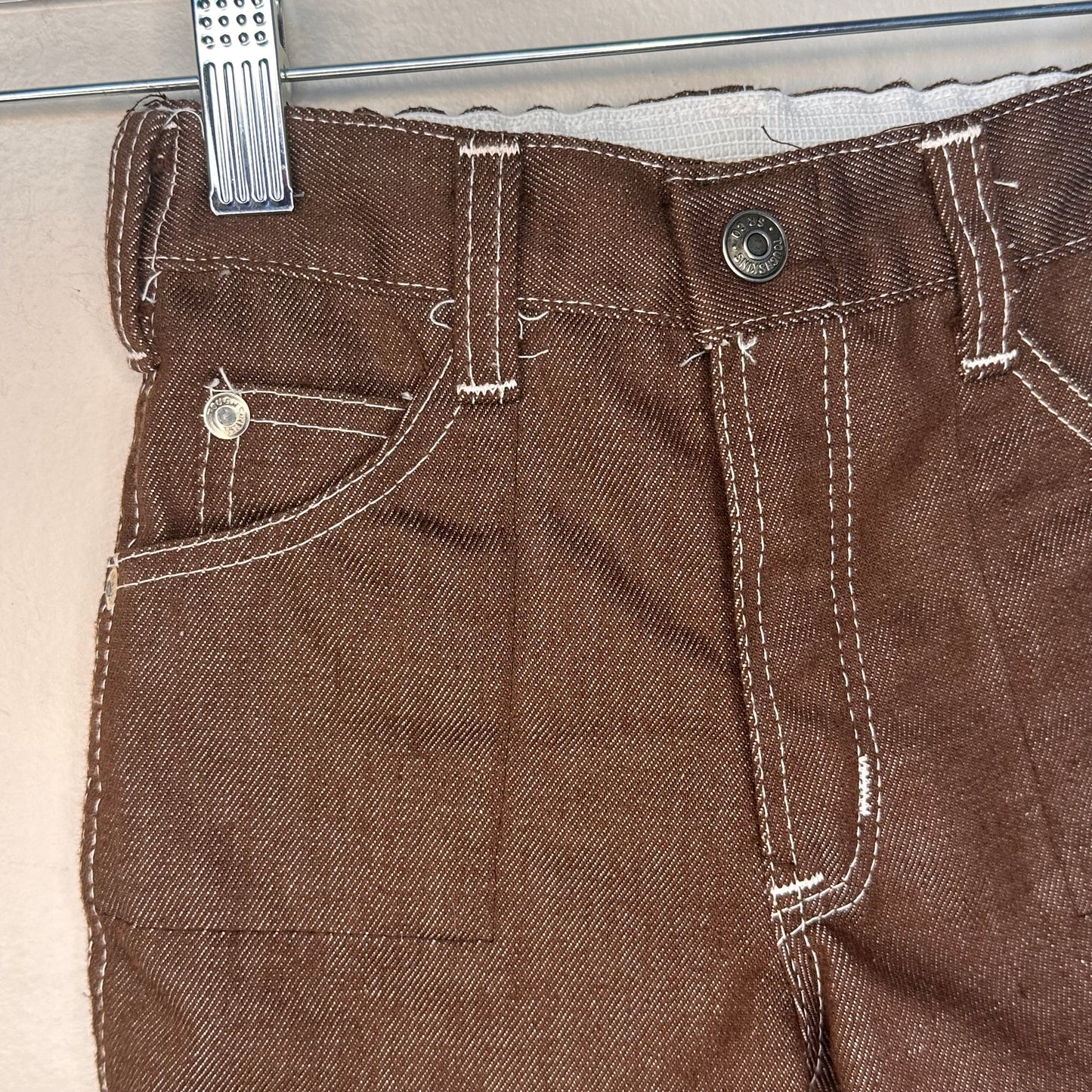 1970s Kids Brown Denim Jeans, Sears Toughskins Size 7