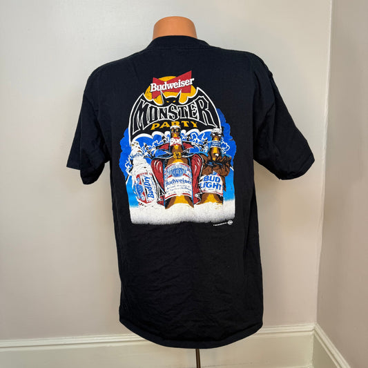 1990s Budweiser Monster Party T-Shirt, Bud Light Beer Promo, Halloween, Sugar Creek Size Large