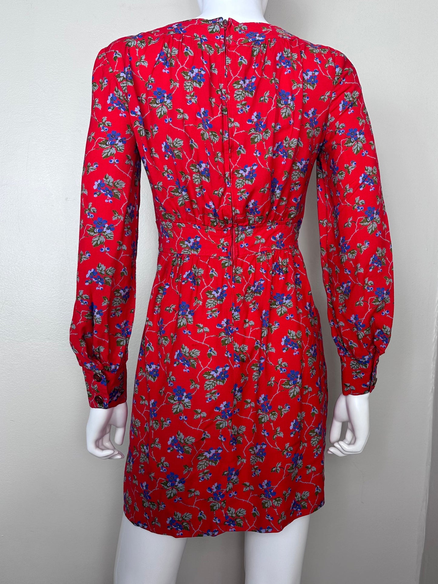 1970s Red Floral Mini Dress, Pacemaker Size Medium