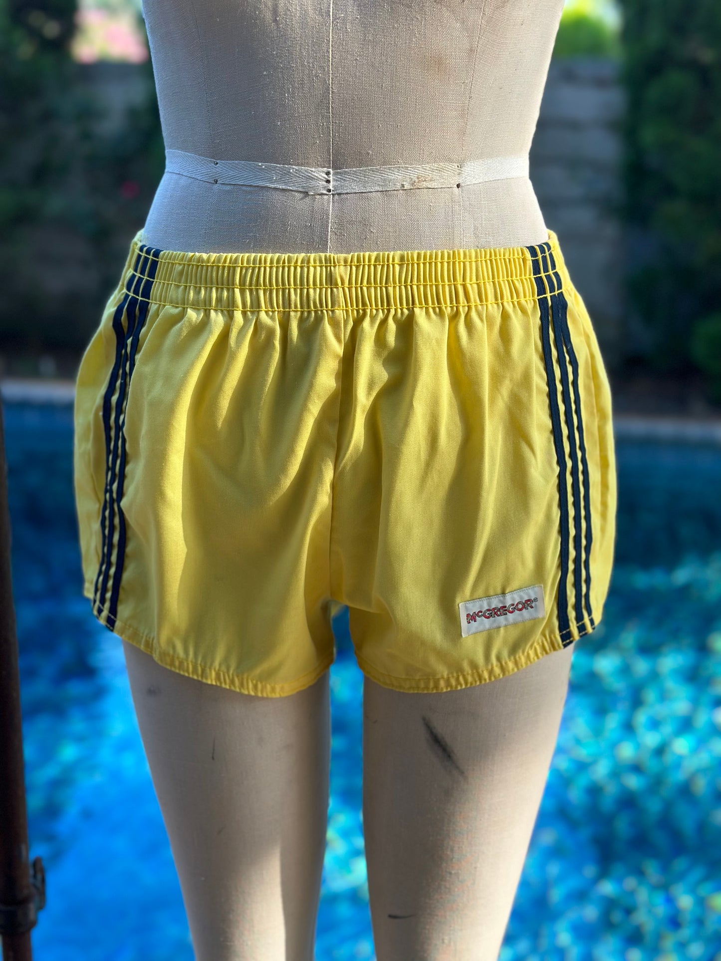 1980s Men’s McGregor Swimsuit, 27-36" Waist, Yellow with Stripes