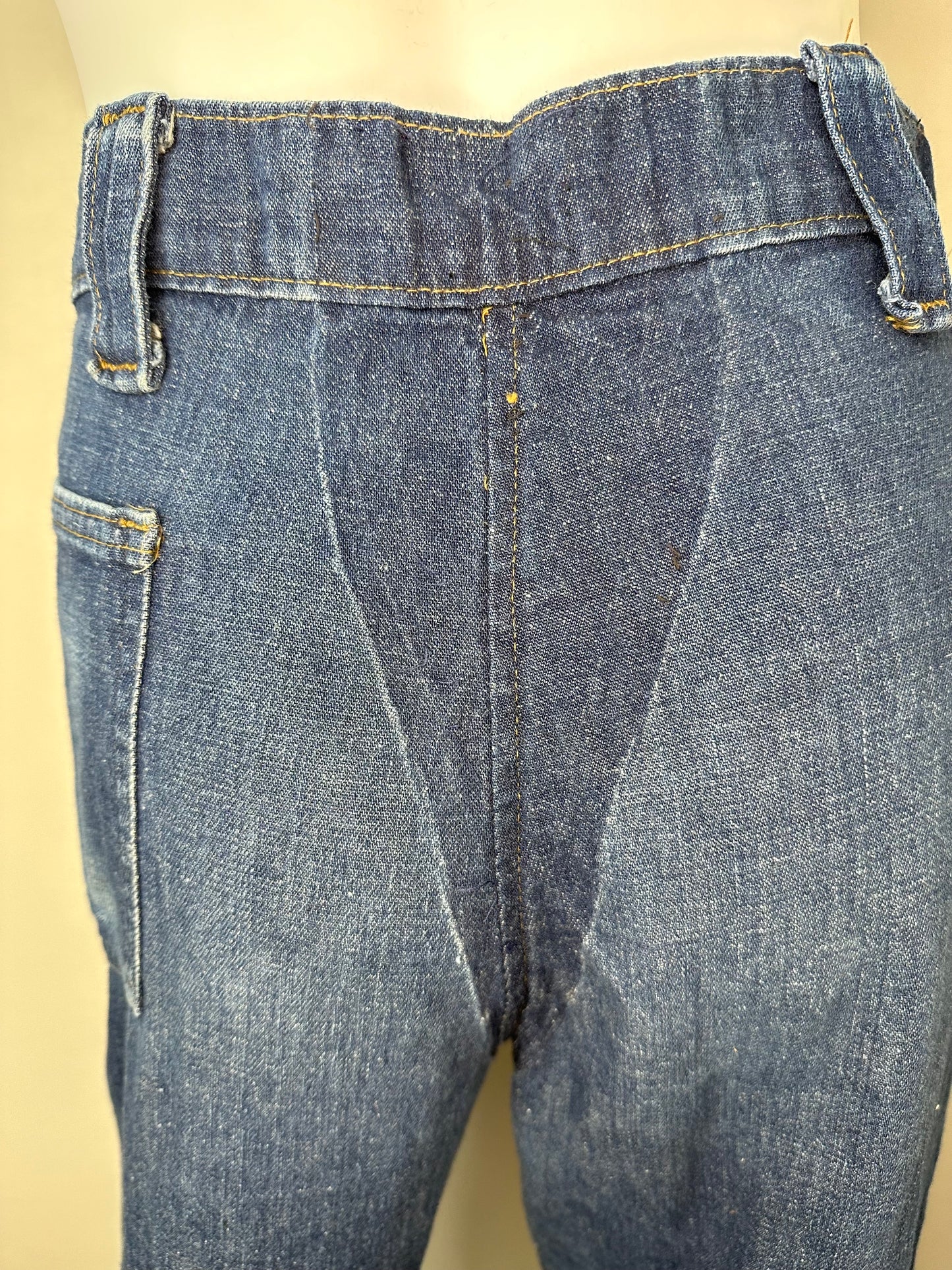 1970s Flare Leg Jeans, Giant Lace Up Pockets, 35x31.5