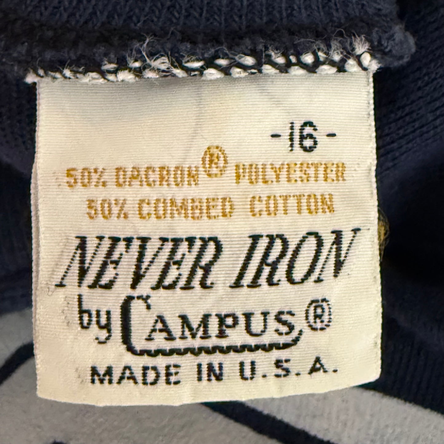 1960s/70s Navy Blue Jersey T-Shirt, Number 19, Never Iron by Campus Size Youth Large/Adult XS