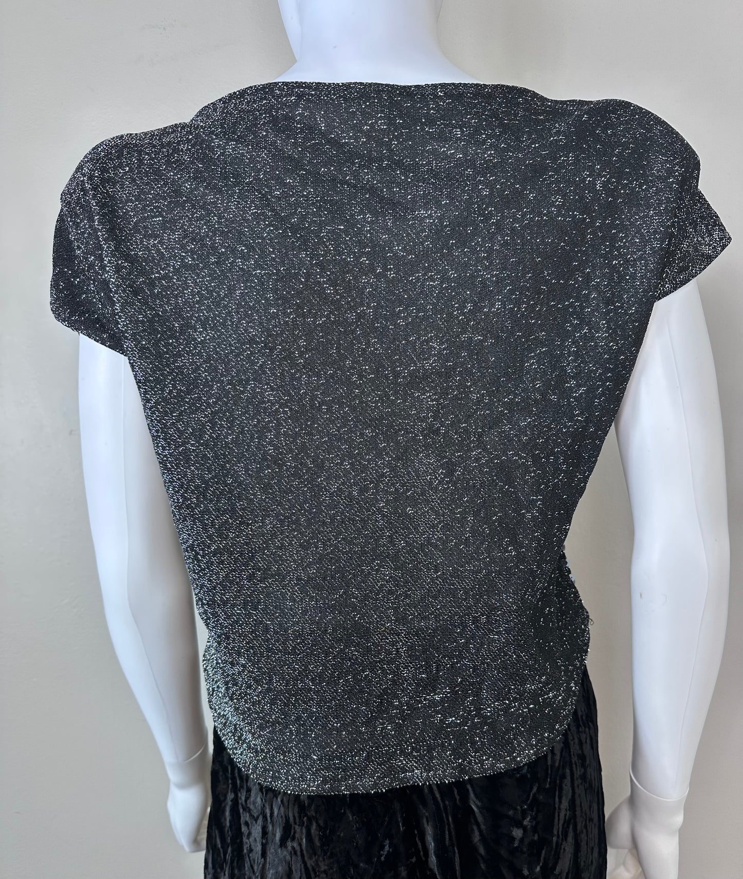 1980s Black Sequin Top, Rio Blouse Size S/M