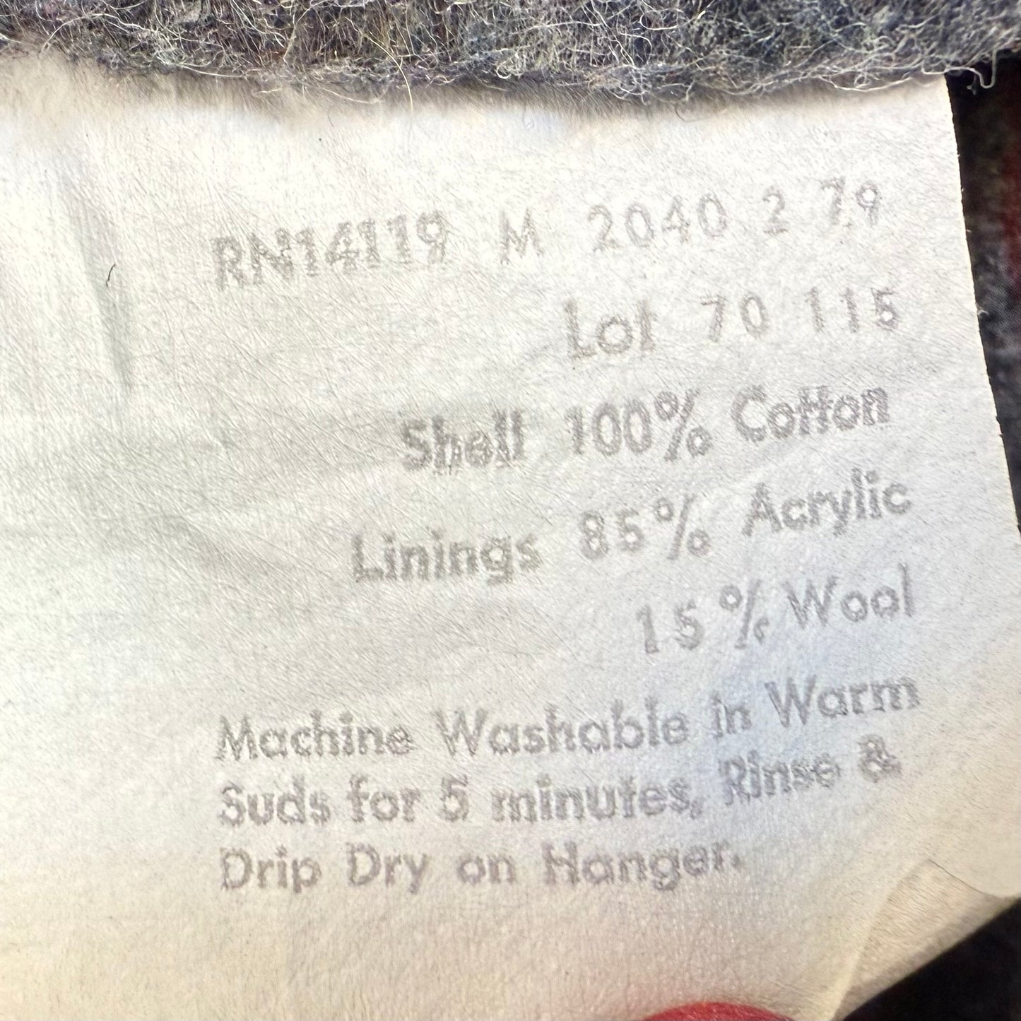 1970s Denim Chore Coat, Blanket Lined Jacket, Ely Size 44, Corduroy Collar