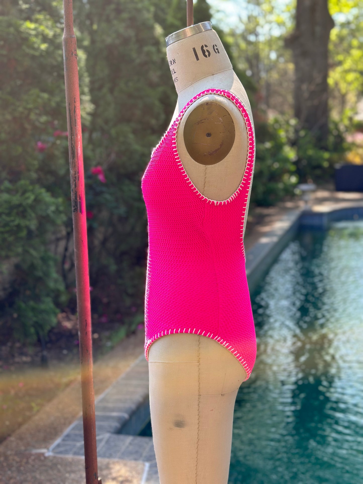 1990s Hot Pink Women’s One Piece Swimsuit, Sessa Size XS