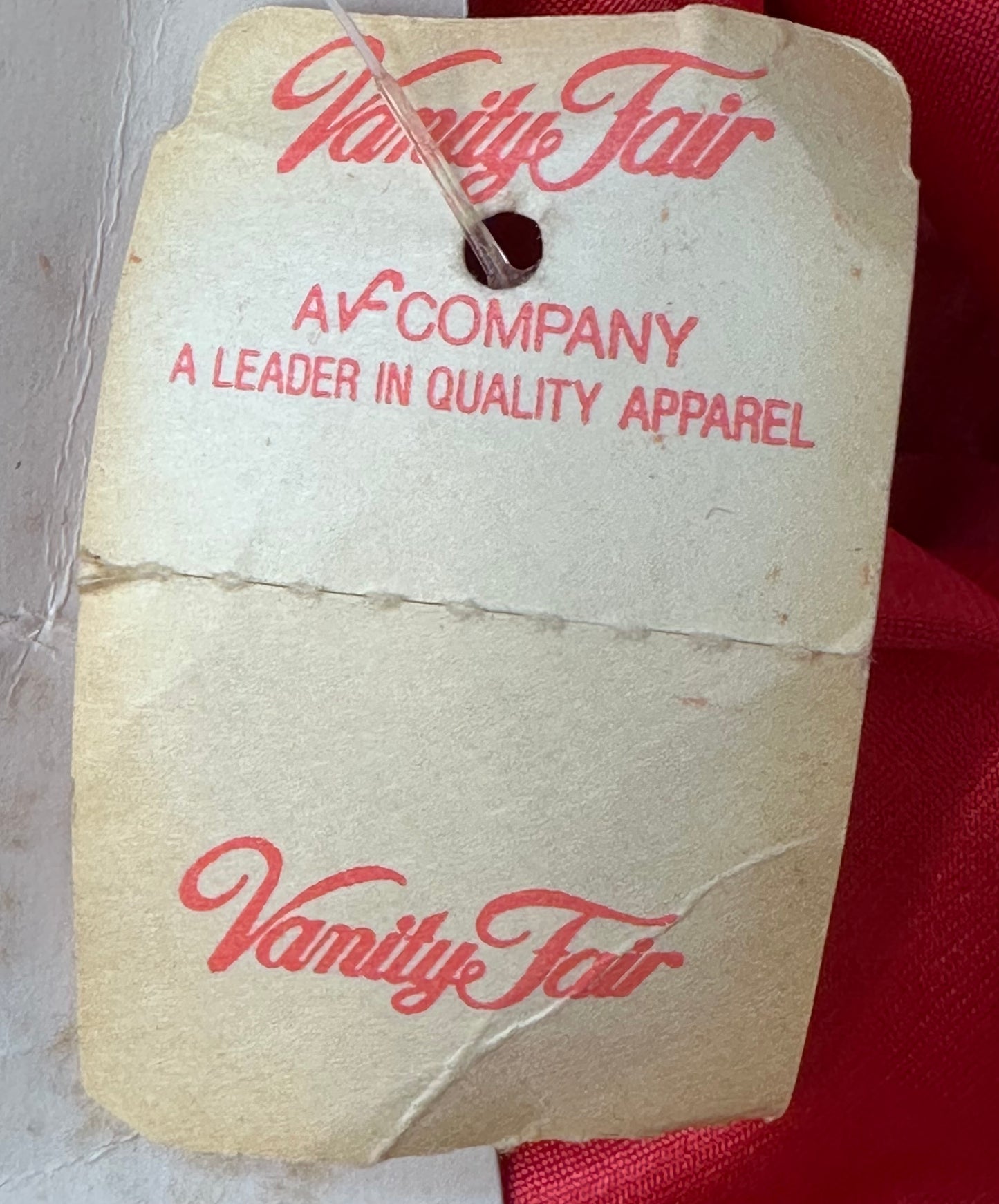 1980s Red Nylon Full Length Robe, Vanity Fair Size Large, Deadstock with Tags