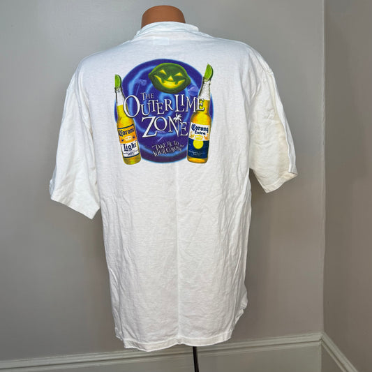Y2K Corona Halloween T-Shirt, Lime-O-Lantern Beer Promo, The Outer Lime Zone, Take Me to Your Corona, All Sport Size XL