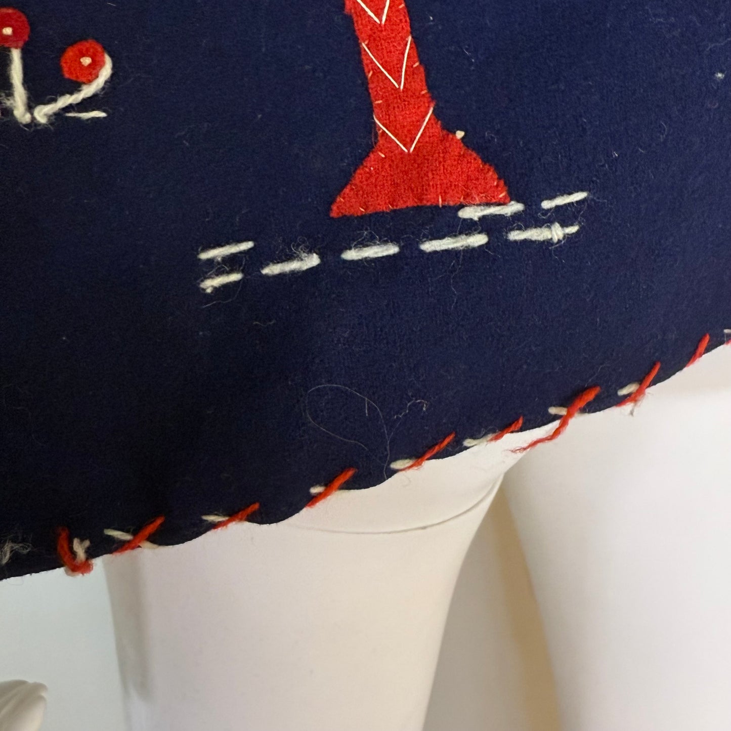 1940s Navy Blue Embroidered Mexican Tourist Jacket, Size Small