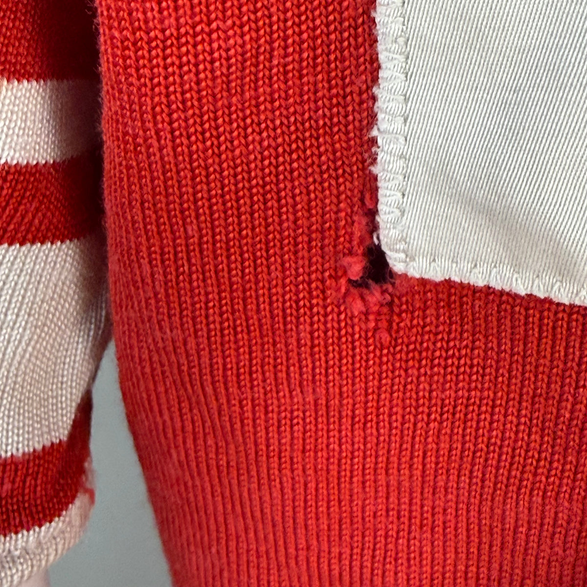 1960s Red Durene Jersey, Action-Tailored by Rawlings Size 44, No 28, Distressed