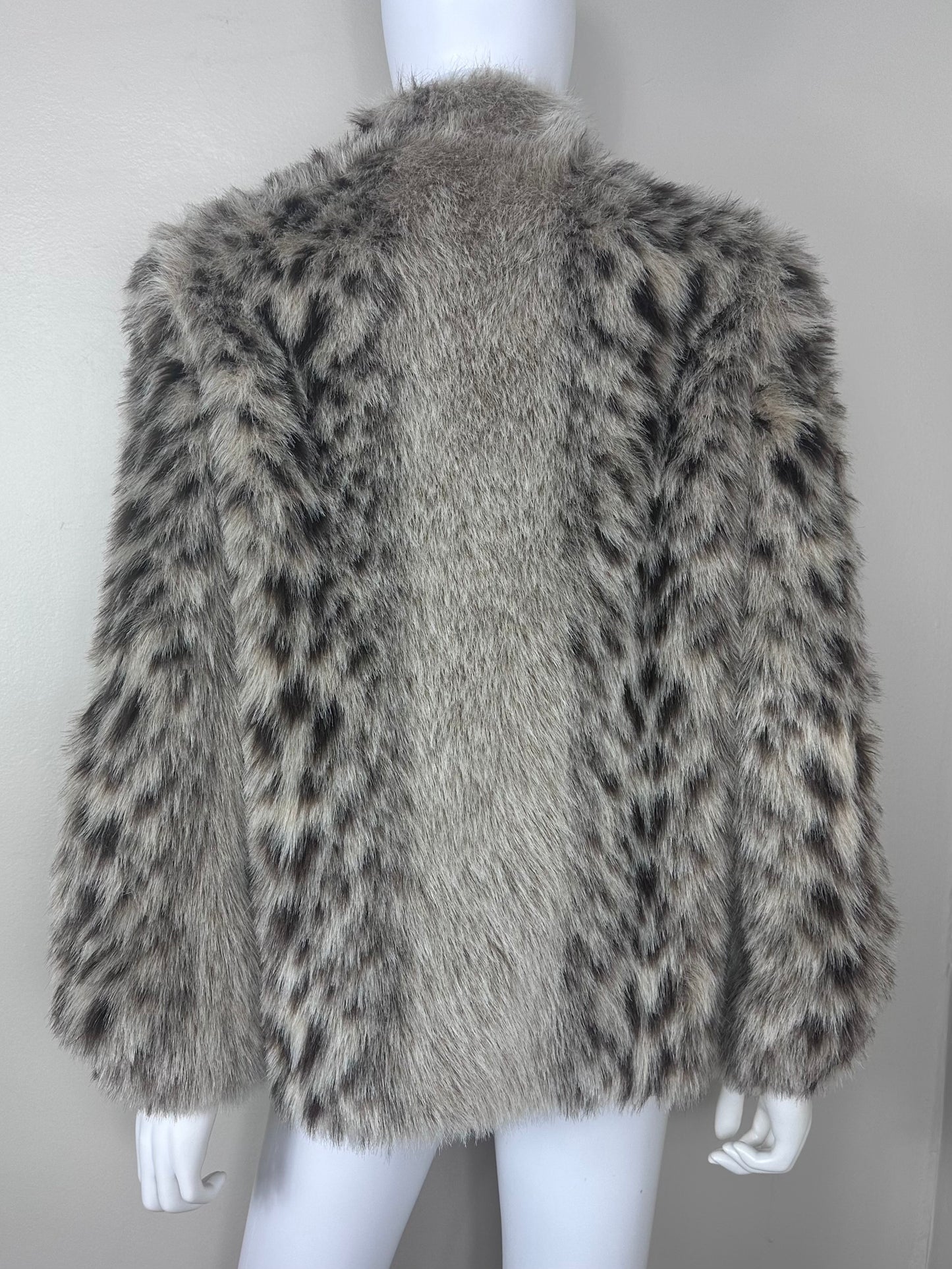 1980s Faux Fur Snow Leopard Coat, Monterey in the USA Size S/M