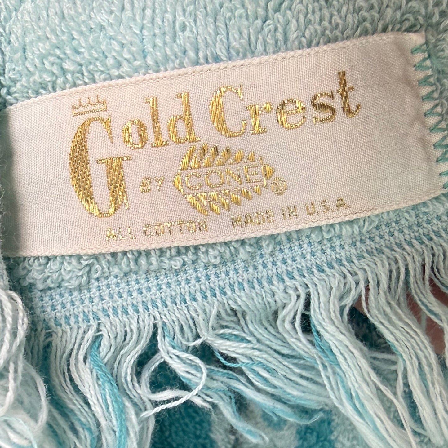 1960s/70s Teal Towel Dress, Gold Crest by Cone, Swim Beach Cover Up Size Small-Medium