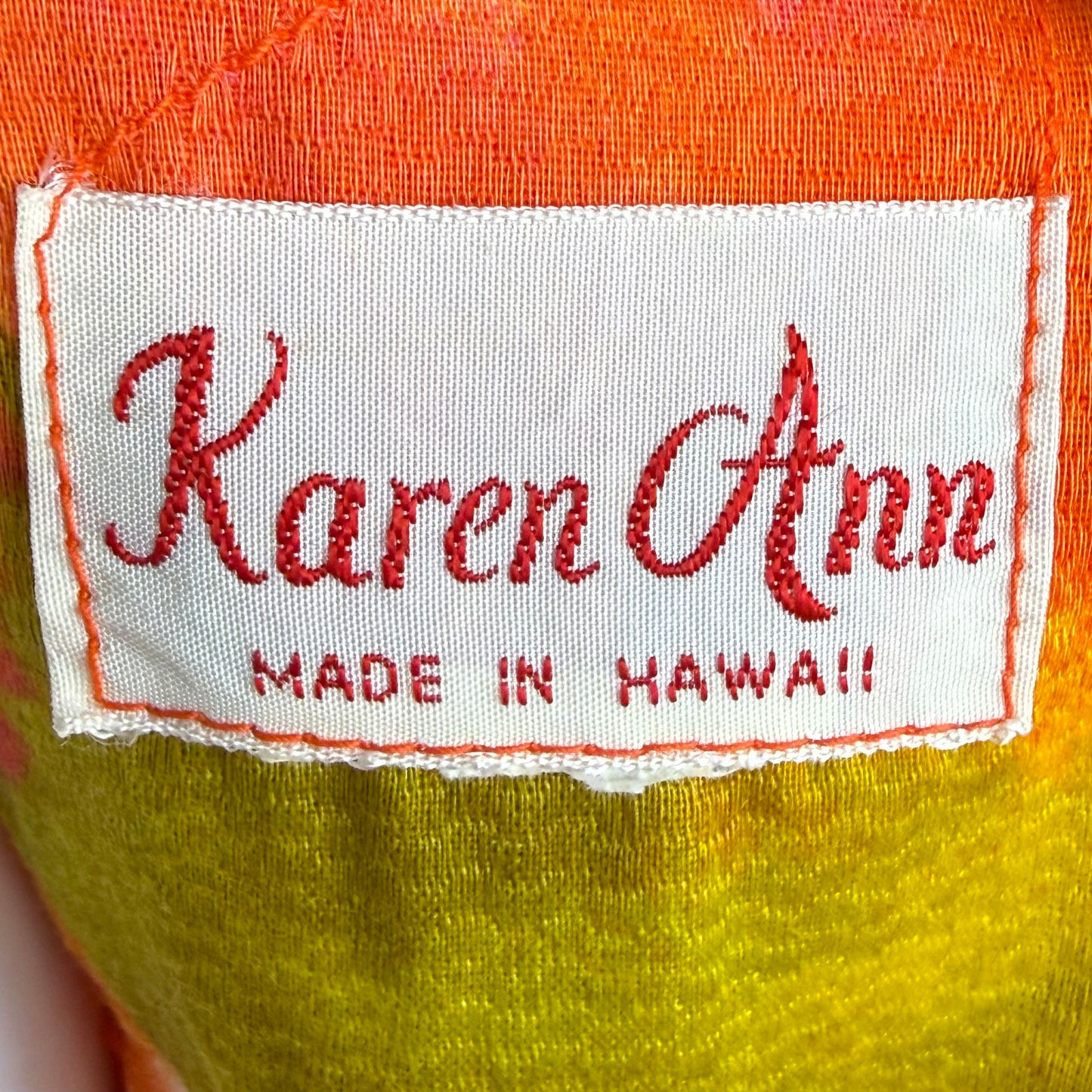 1960s Orange Hawaiian Floral Sleeveless Maxi Dress, Karen Ann Hawaii Size XS/Small, Cotton