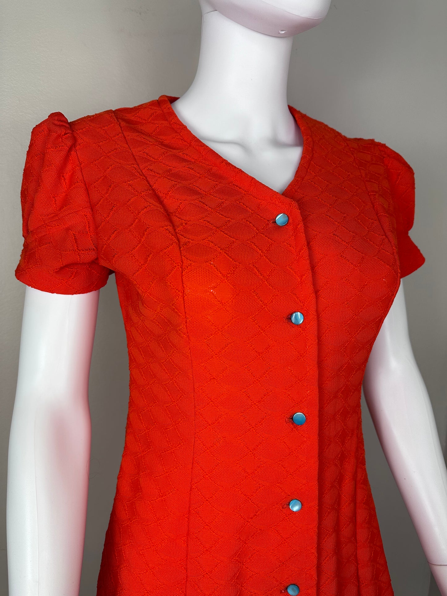 1960s/70s Bright Orange Mini Dress, The Colleger Size Medium